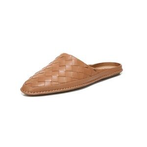 Vince Woven Tan Leather Mules